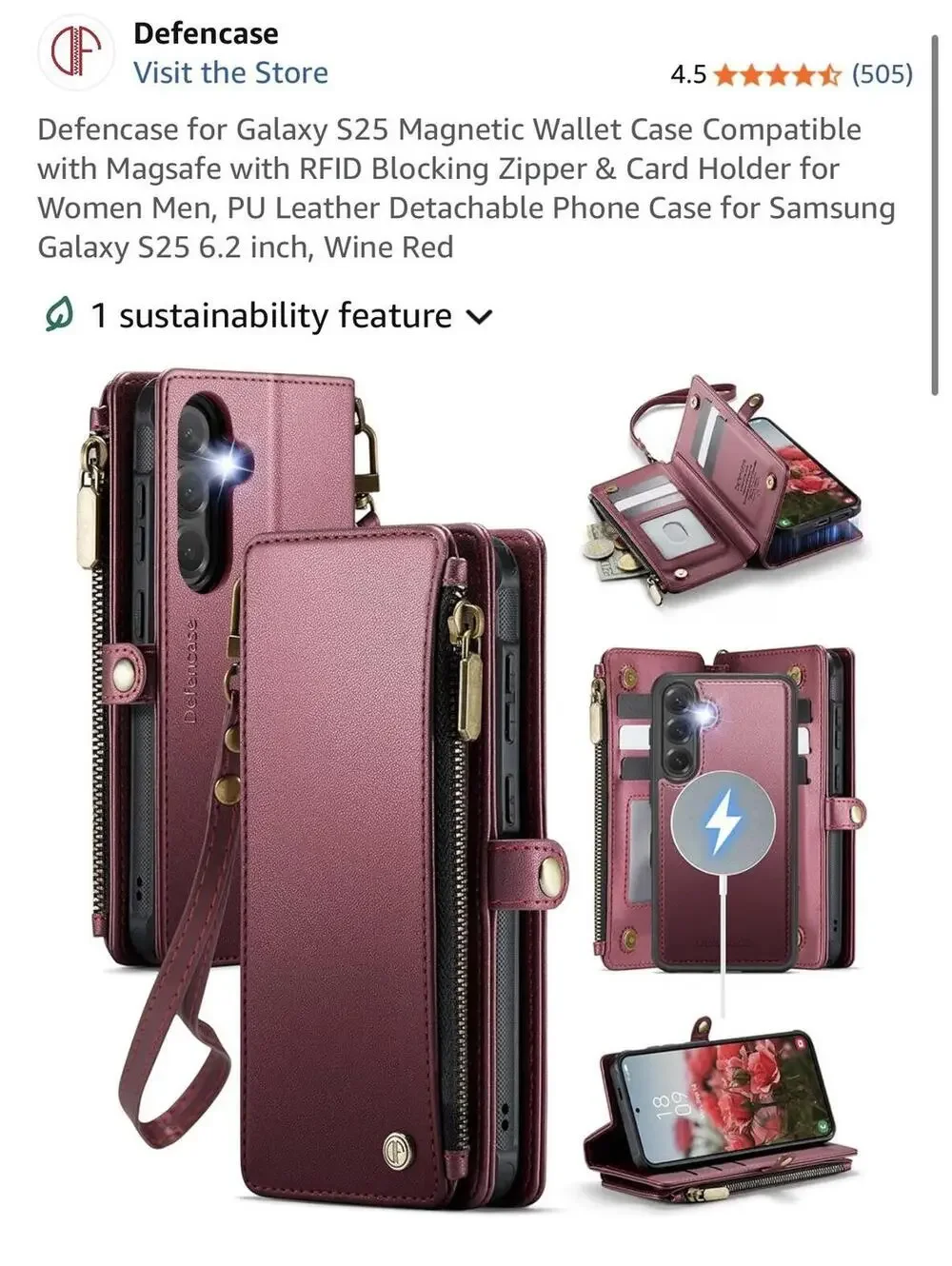 Defencase Magnetic Wallet Case for Samsung Galaxy S25 6.2 inch - Wine Red